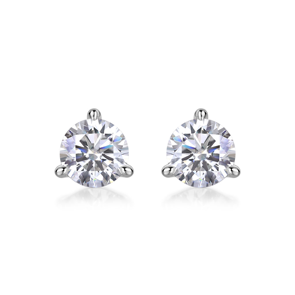 Minimal Four-Prong Round Moissanite Stud Earrings