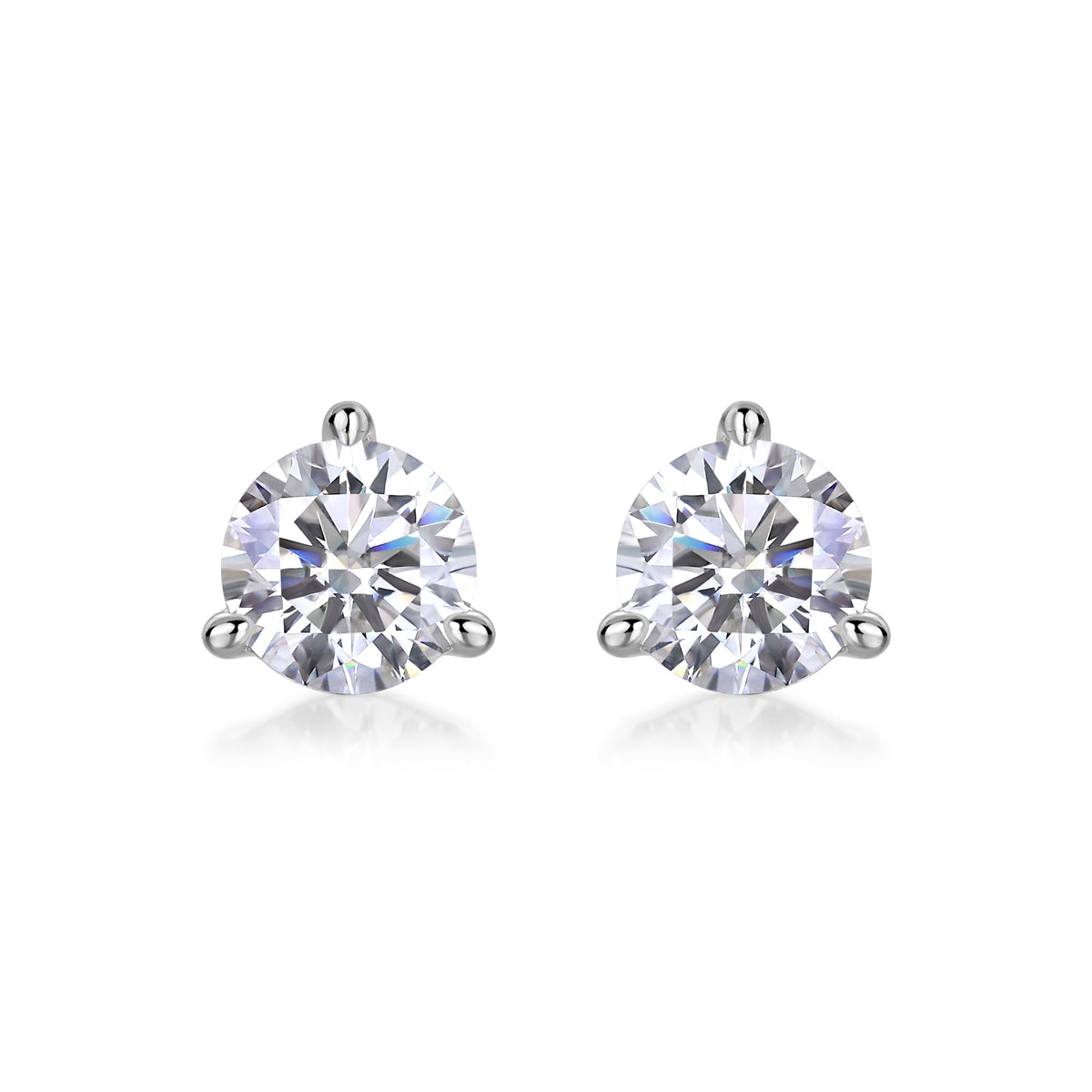Minimal Four-Prong Round Moissanite Stud Earrings