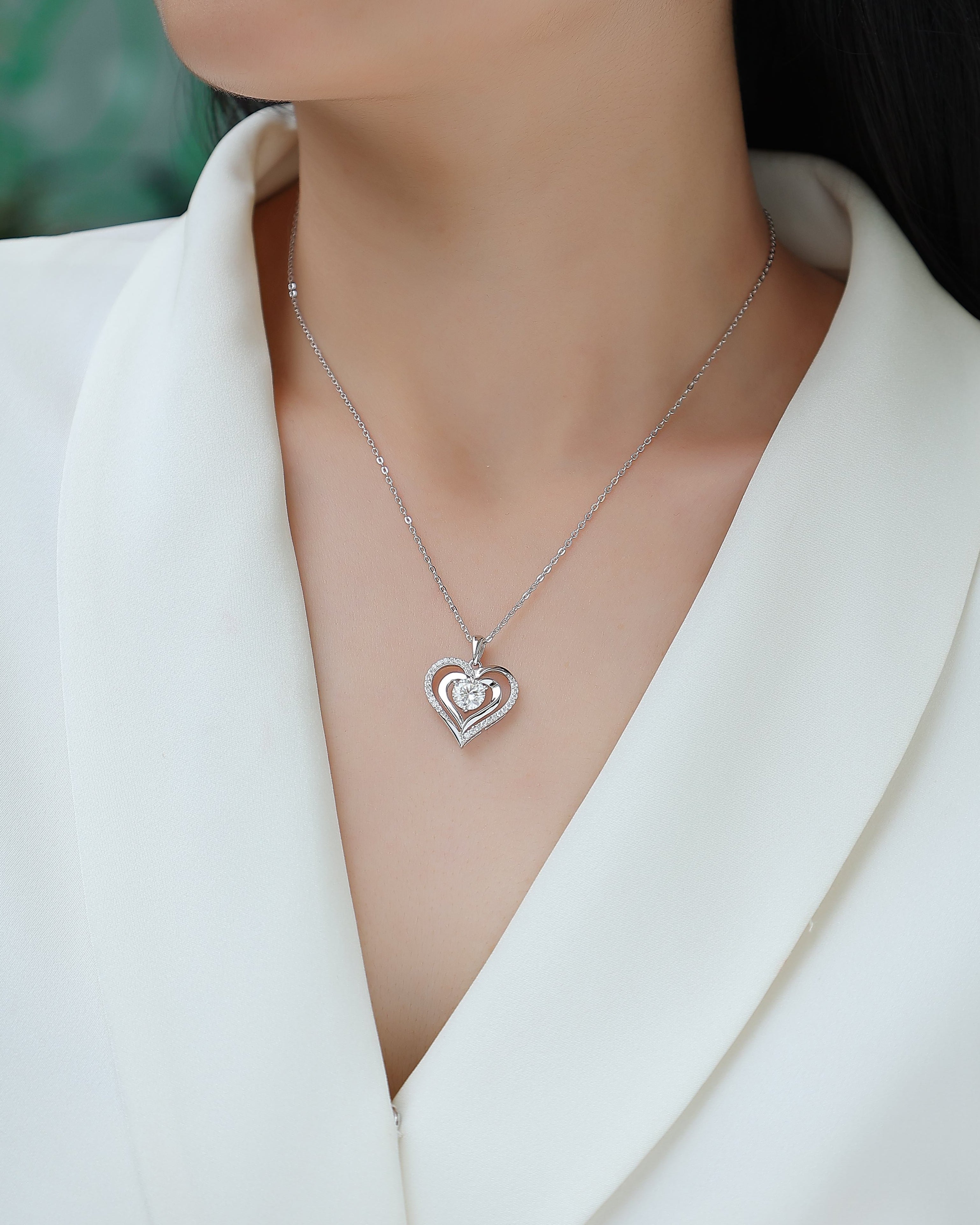 Layered Heart Moissanite Necklace