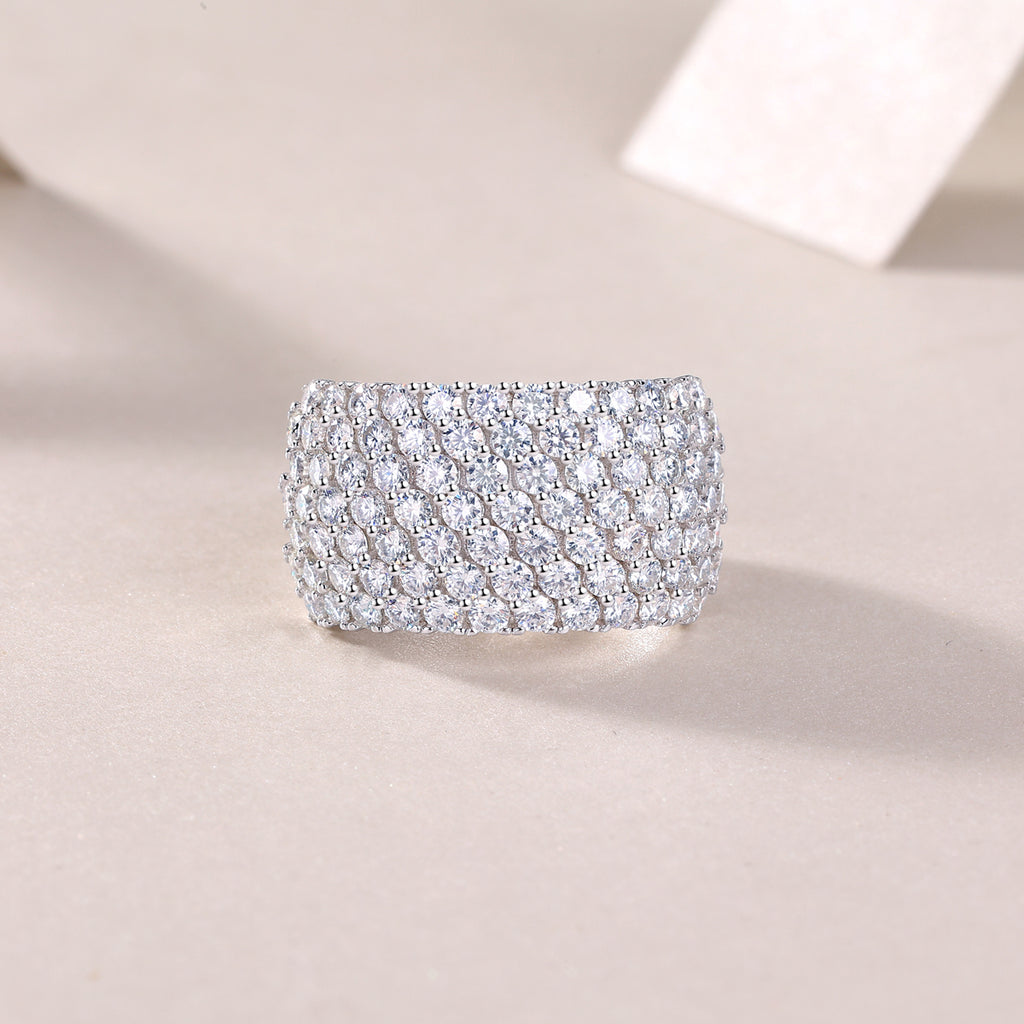 Multiple Row Pavé Moissanite Dome Ring