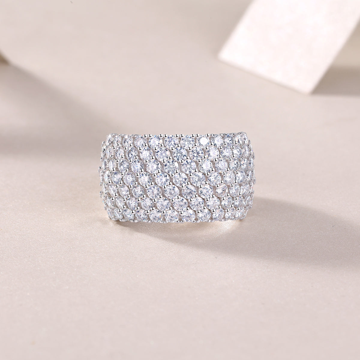 Multiple Row Pavé Moissanite Dome Ring
