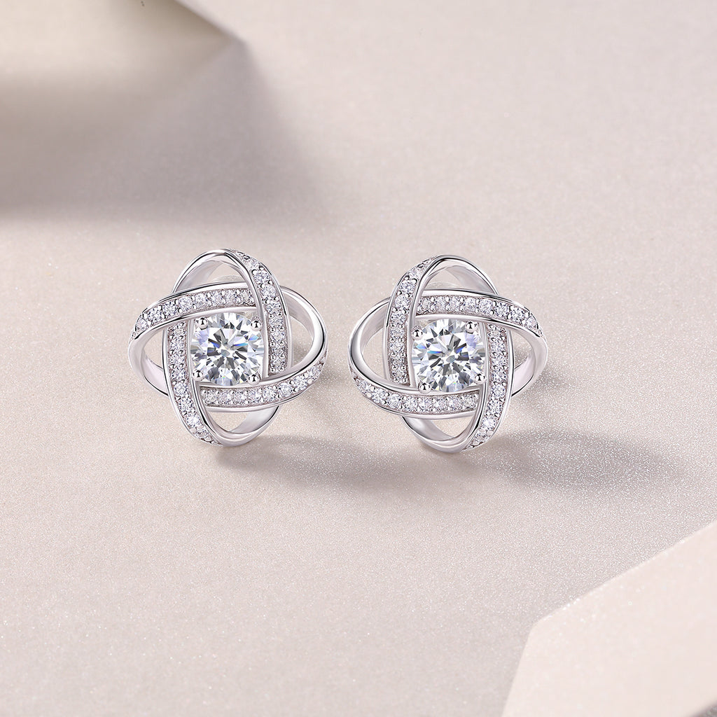 Interwoven Knot Moissanite Stud Earrings