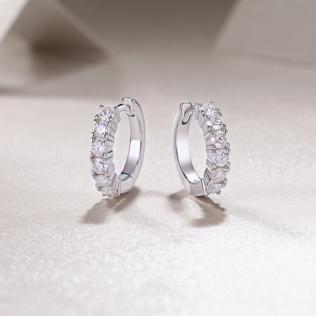 Classic Brilliant Moissanite Huggie Earrings