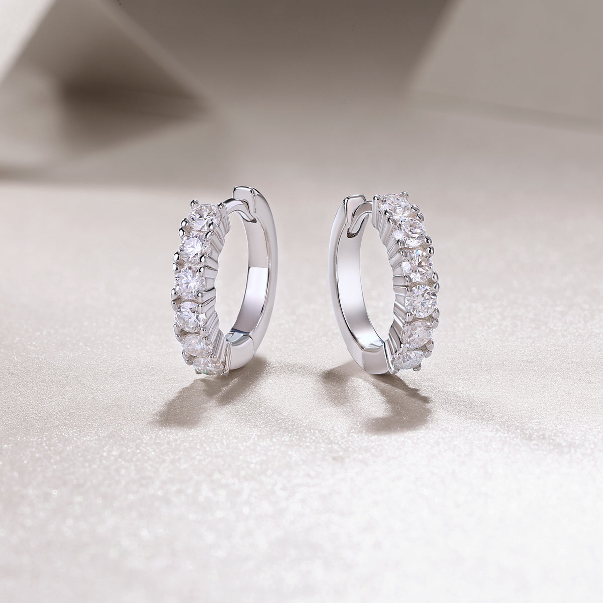 Classic Brilliant Moissanite Huggie Earrings