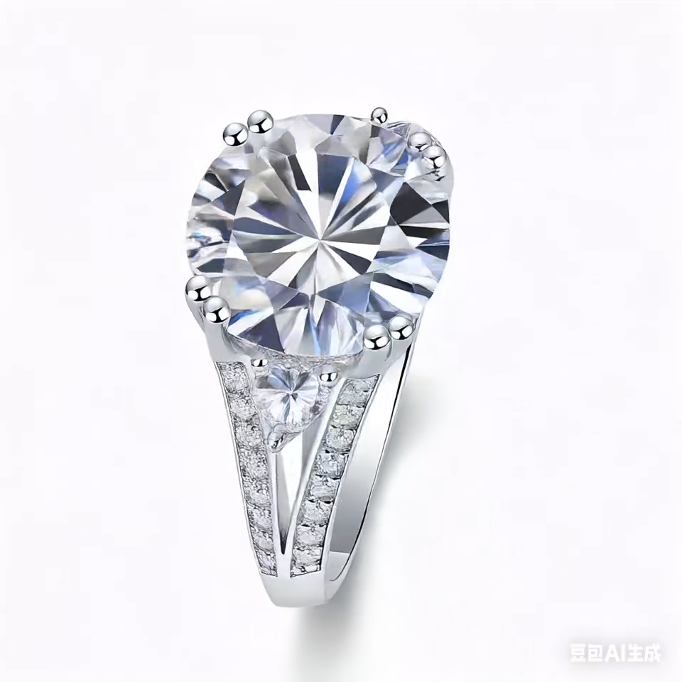 Elegant Three-Stone 5-Carat Moissanite Ring