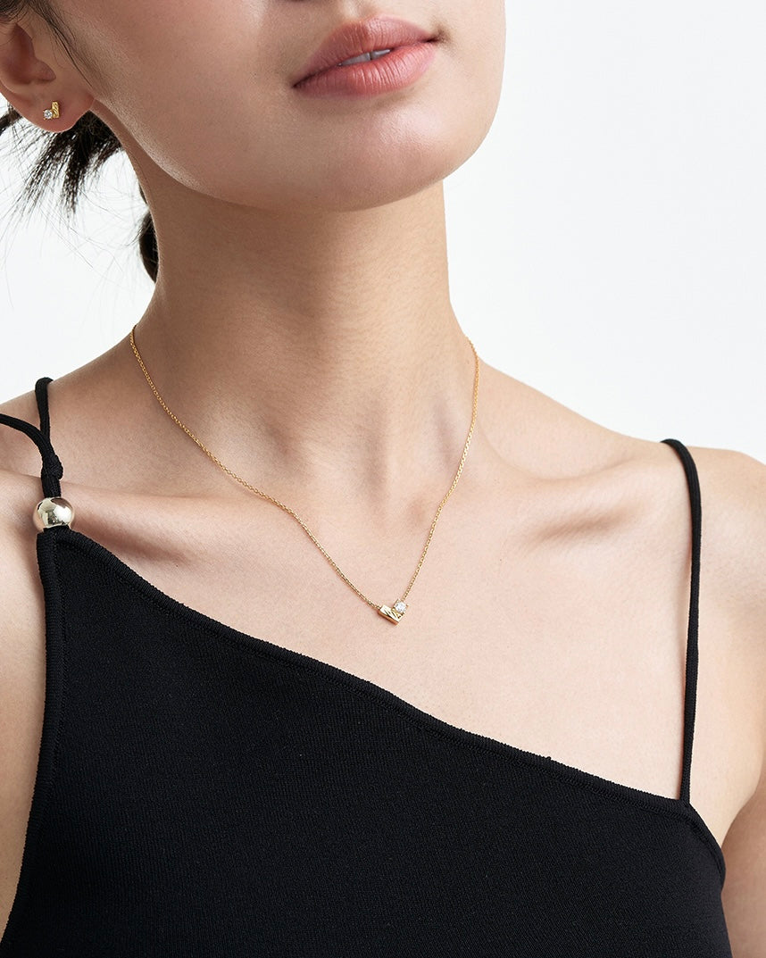 Gold Heart Diamond Pendant Necklace