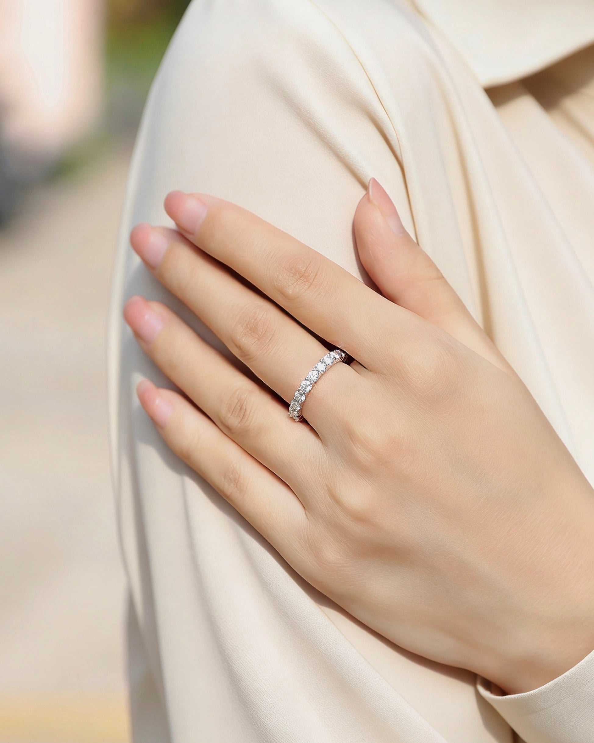 Radiant Row Moissanite Eternity Ring