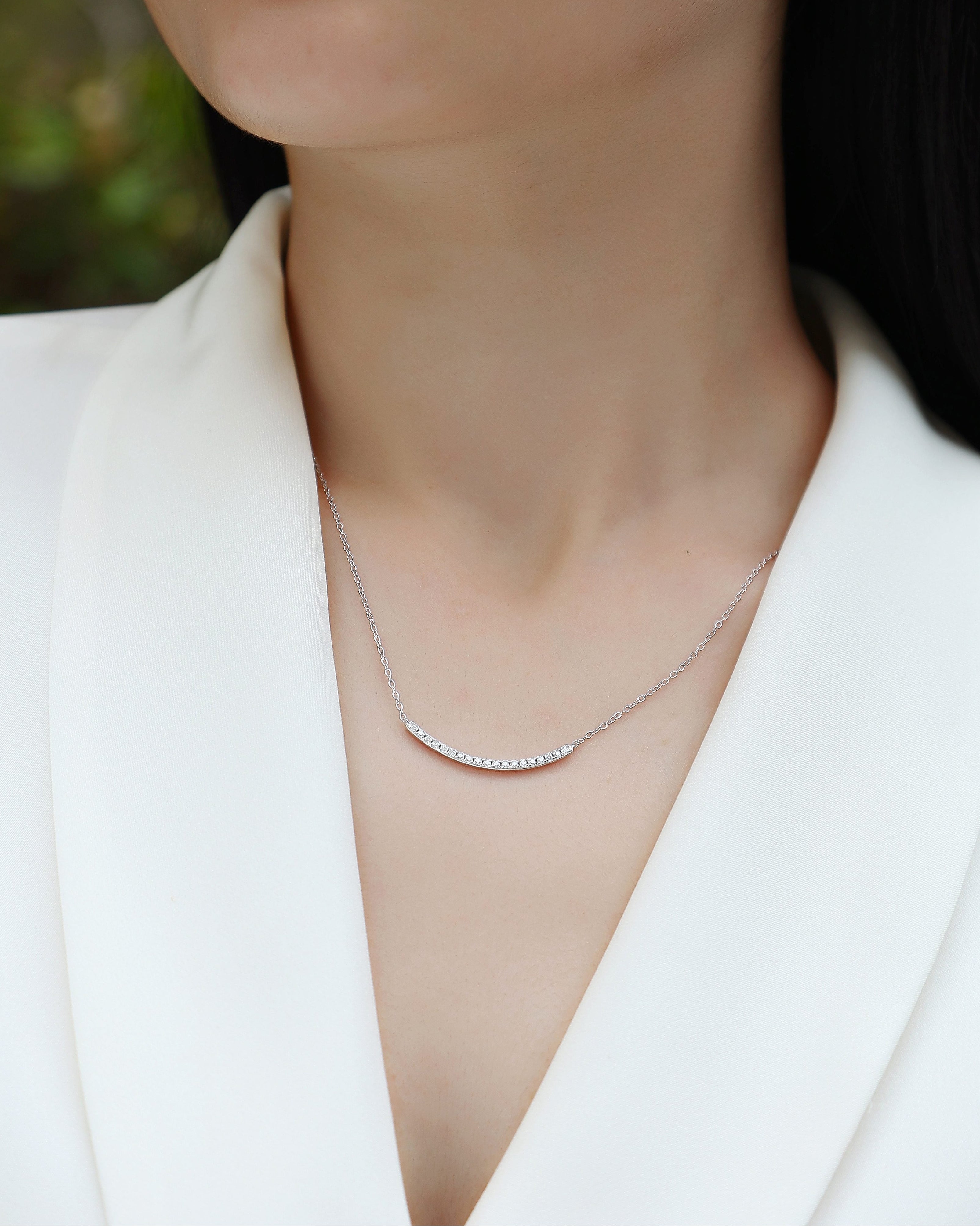 Pavé Arc Moissanite Necklace