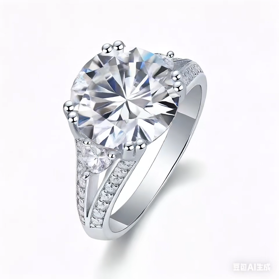 Elegant Three-Stone 5-Carat Moissanite Ring