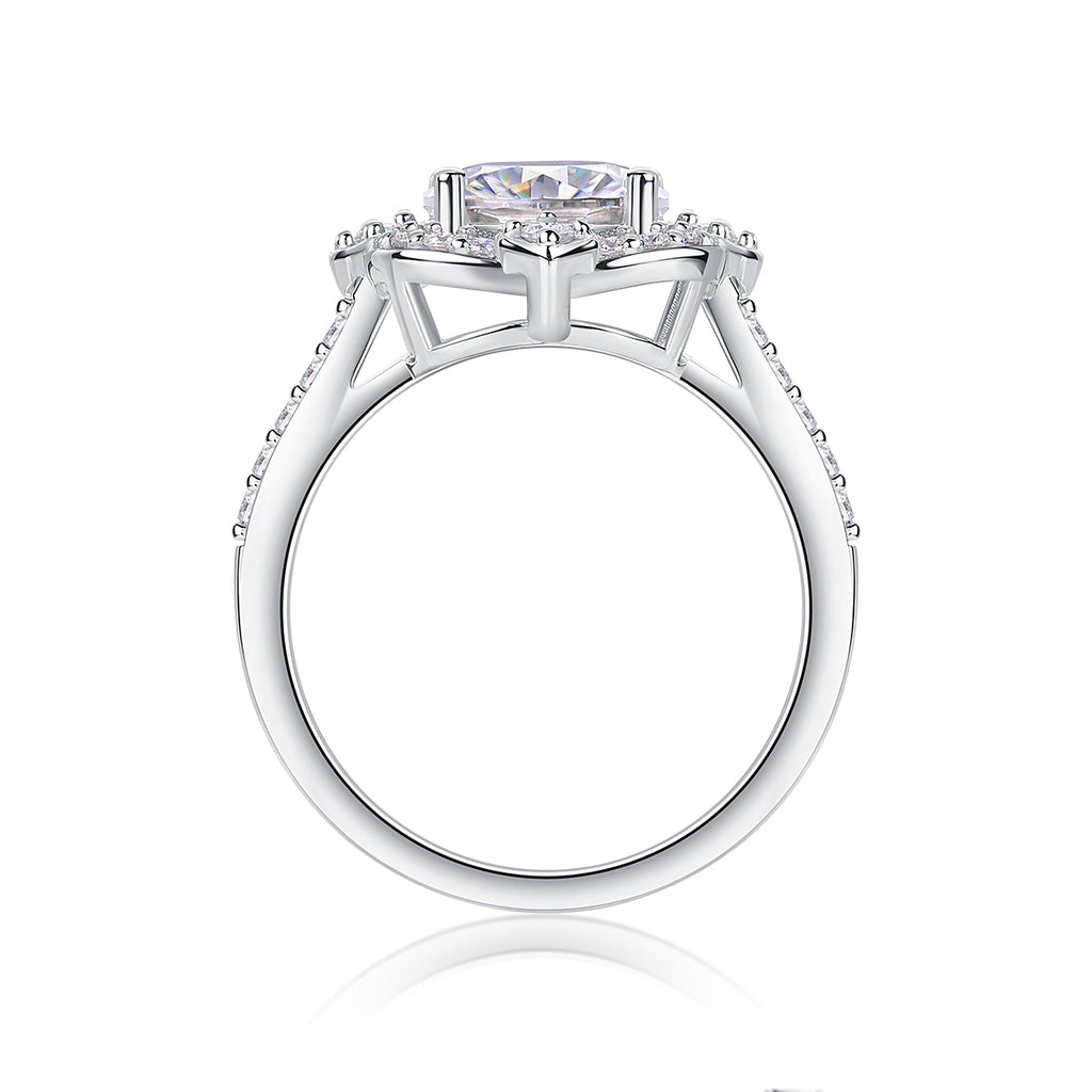 Floral Halo Moissanite Ring