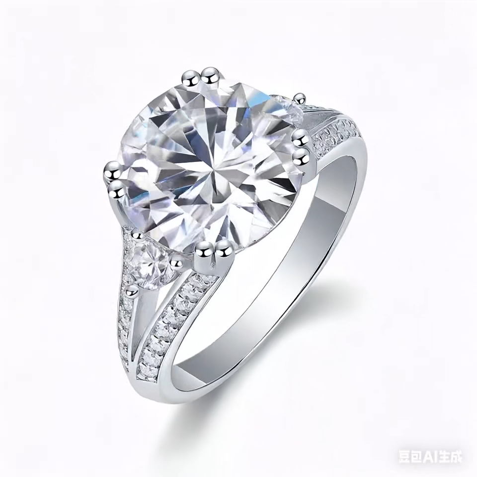 Elegant Three-Stone 5-Carat Moissanite Ring