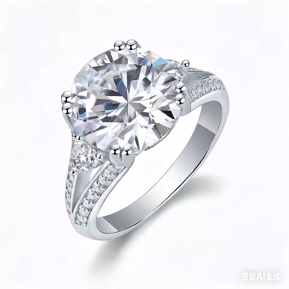 Elegant Three-Stone 5-Carat Moissanite Ring