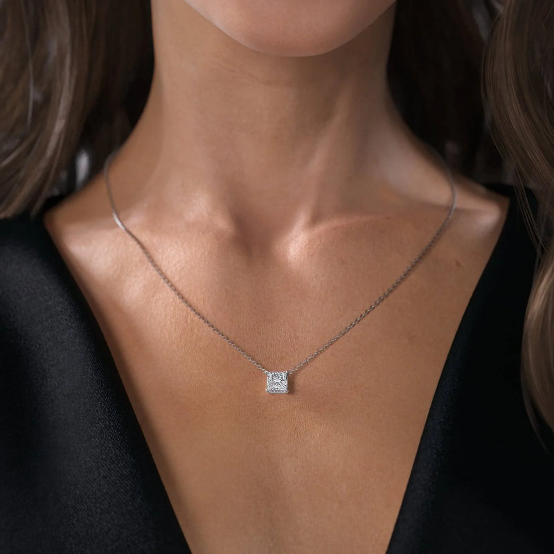 Eternal Square-Cut Moissanite Pendant Necklace
