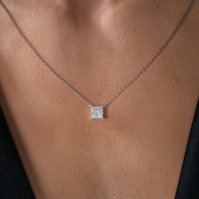 Eternal Square-Cut Moissanite Pendant Necklace