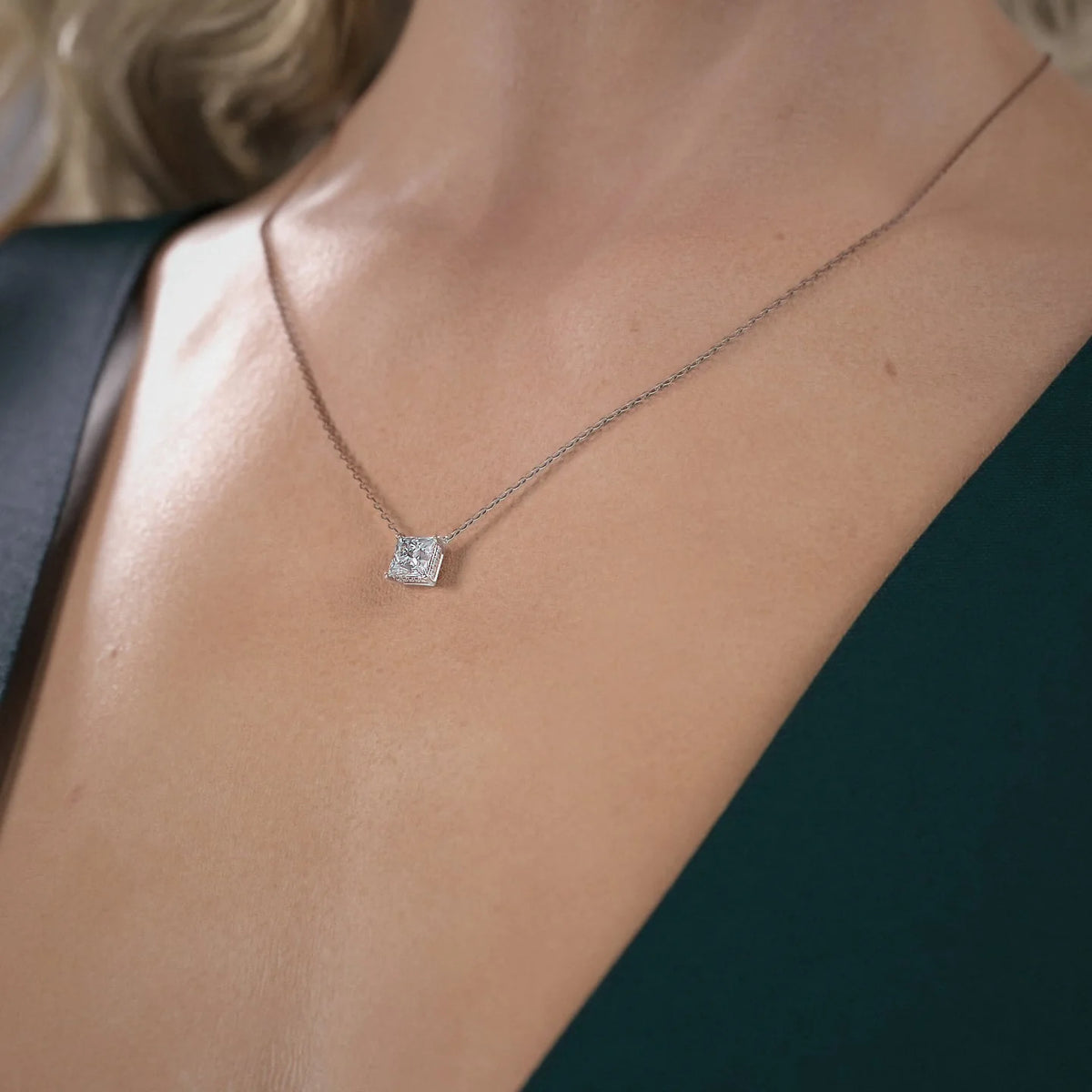 Eternal Square-Cut Moissanite Pendant Necklace