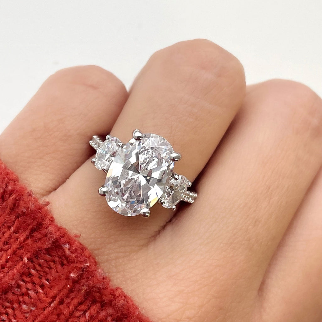 Oval Three-Stone Moissanite Ring
