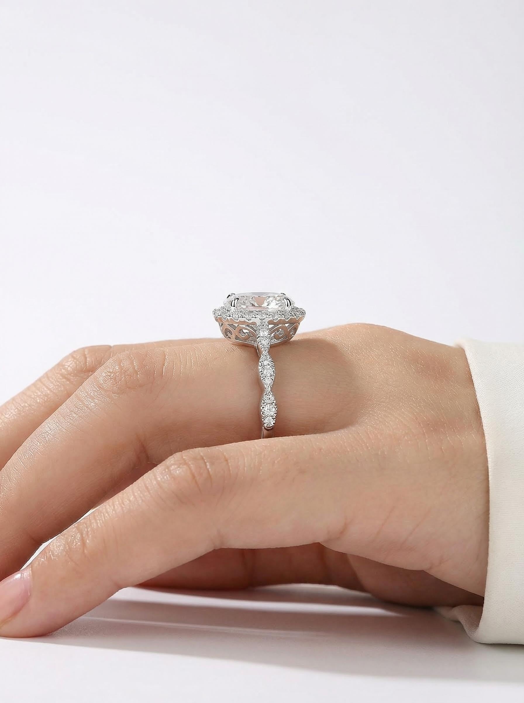 Oval Halo Moissanite Ring