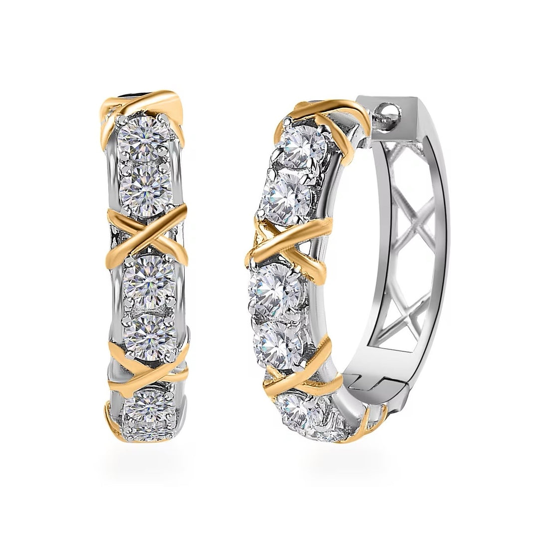 Golden Cross Sparkle Hoops