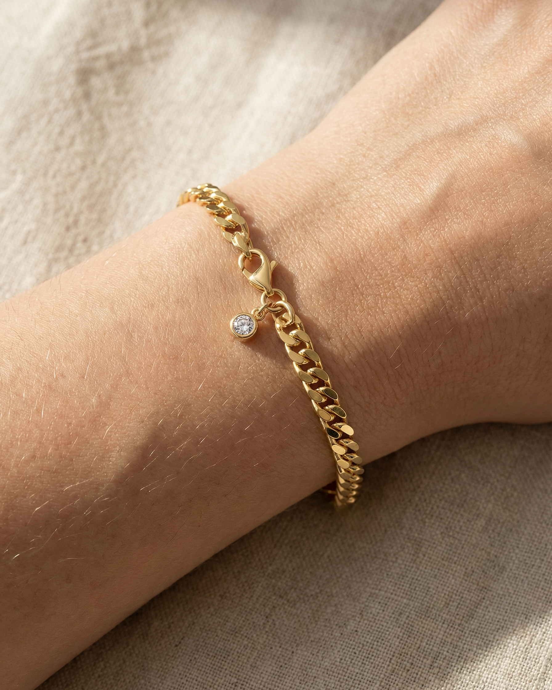 Golden Charm Moissanite Chain Bracelet