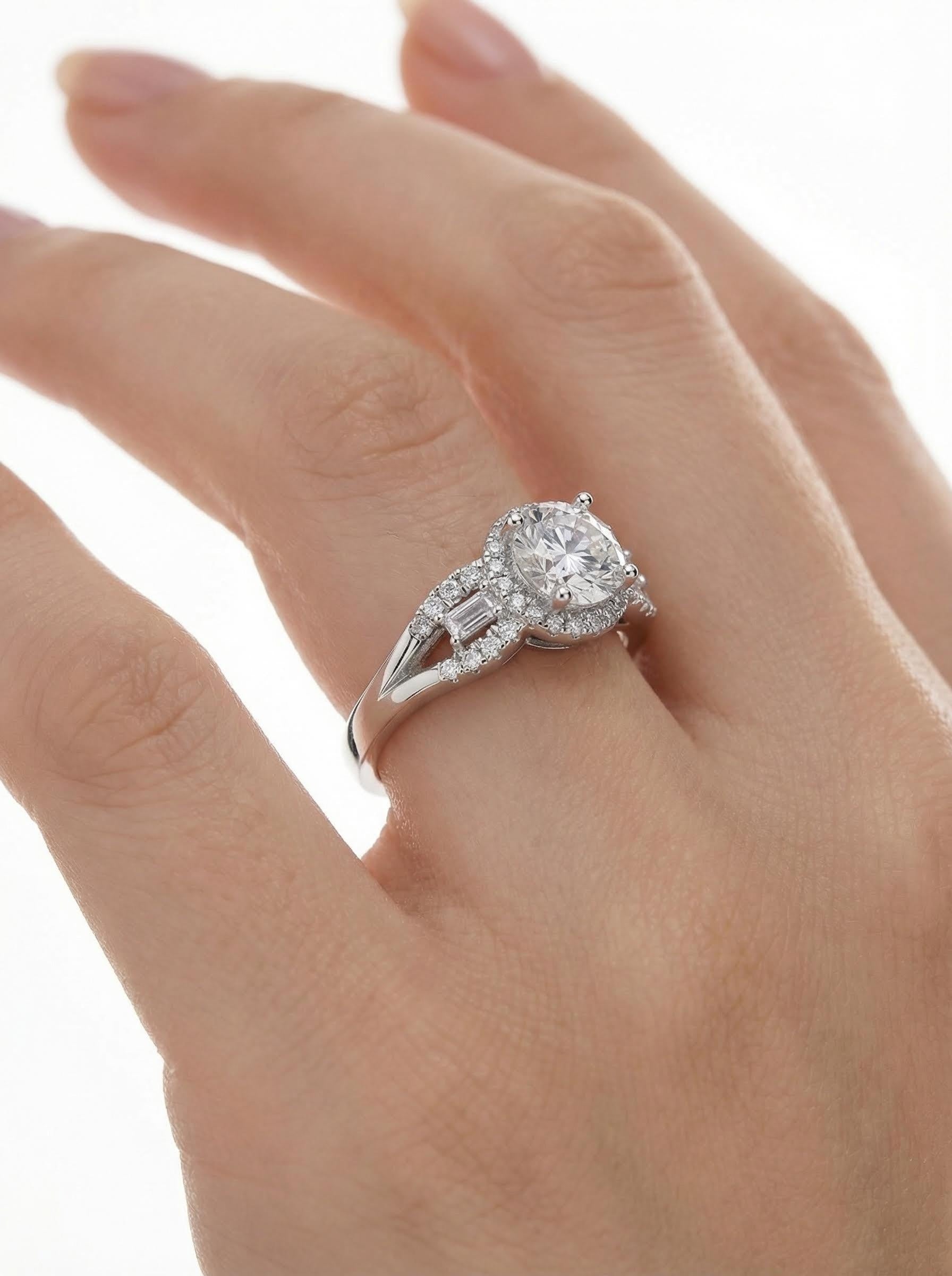 Round Halo Moissanite Ring