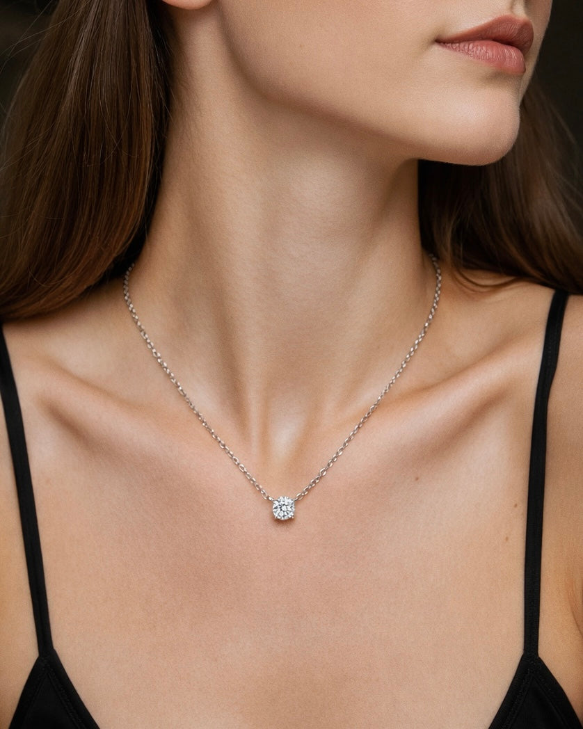 Classic Moissanite Solitaire Necklace