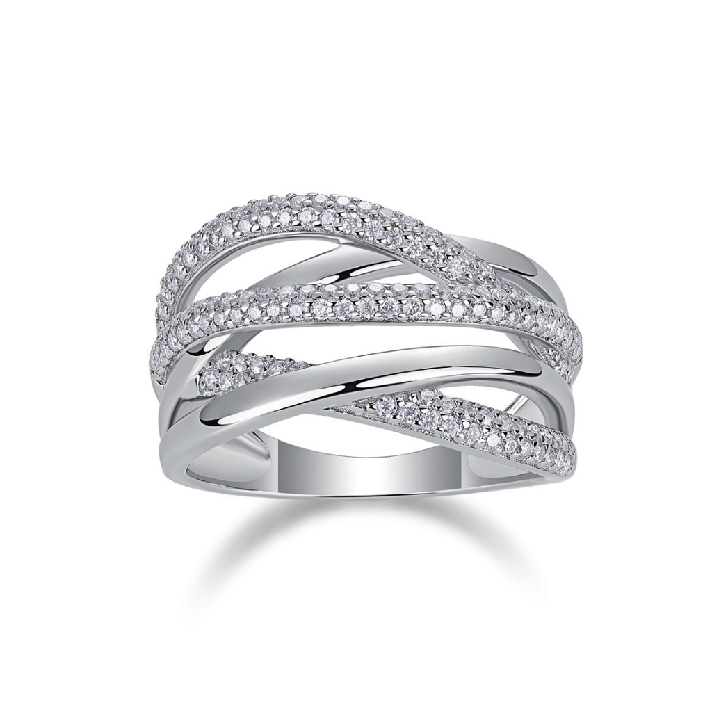 Modern Interlace Moissanite Ring