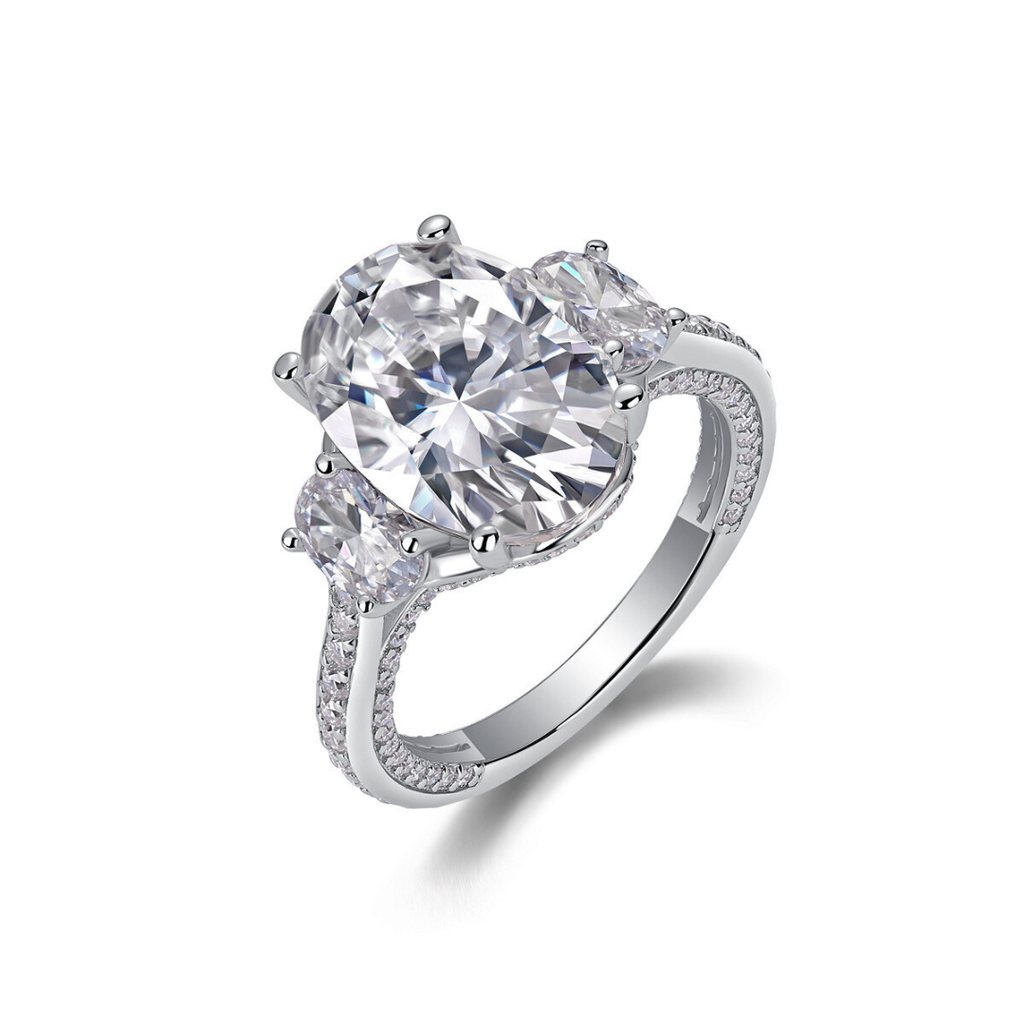 Oval Three-Stone Moissanite Ring