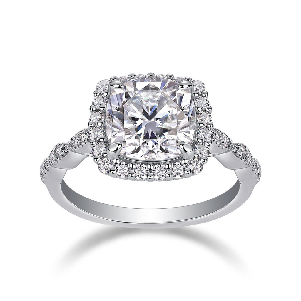 Cushion Moissanite Halo Ring