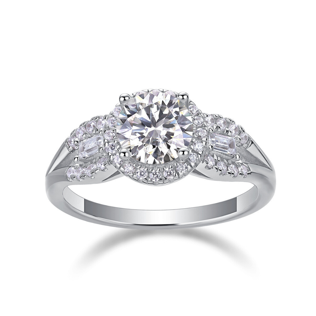 Round Halo Moissanite Ring