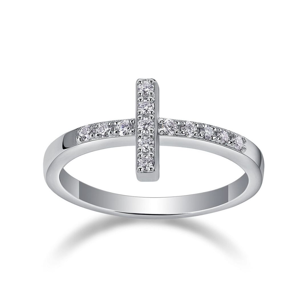 Minimalist Cross Moissanite Ring