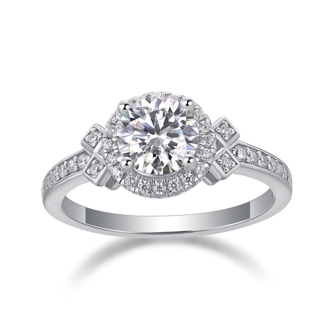 Round Halo Moissanite Ring