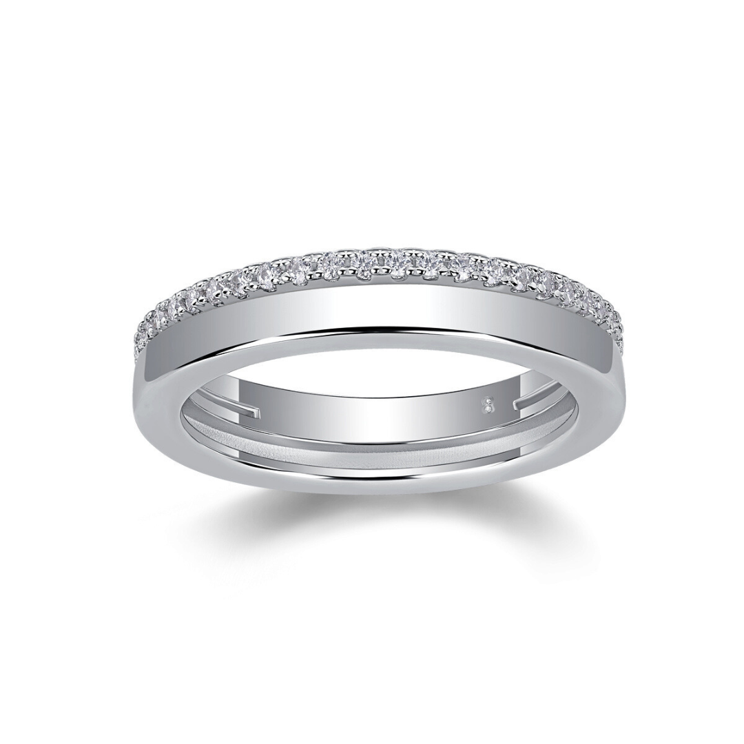 Double Band Pavé Moissanite Ring