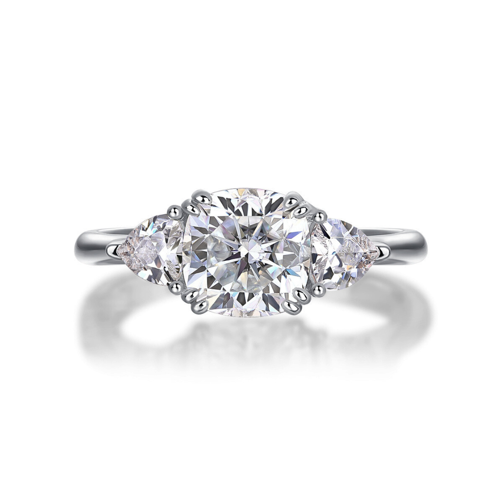 Cushion Cut Moissanite Three-Stone Ring