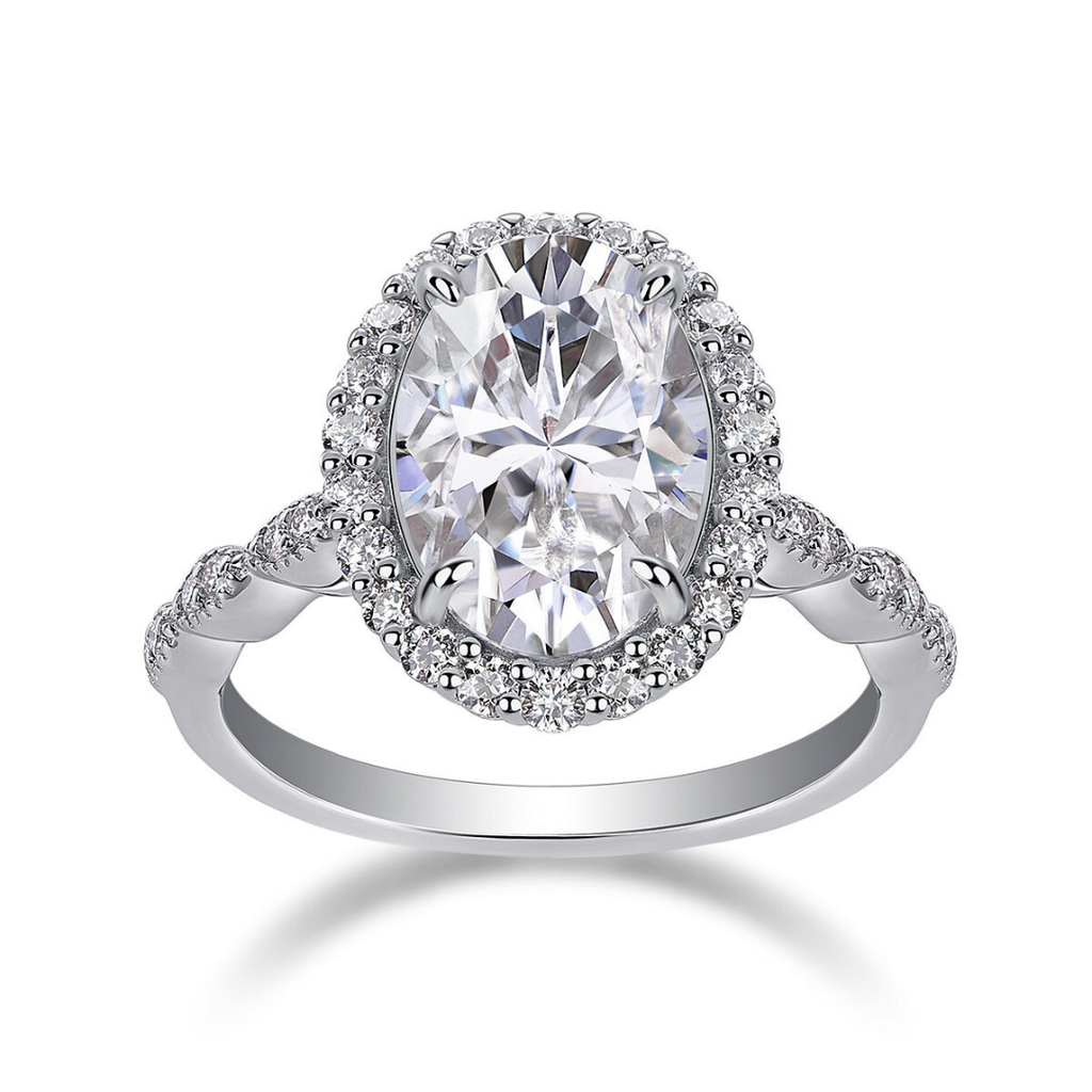 Oval Halo Moissanite Ring