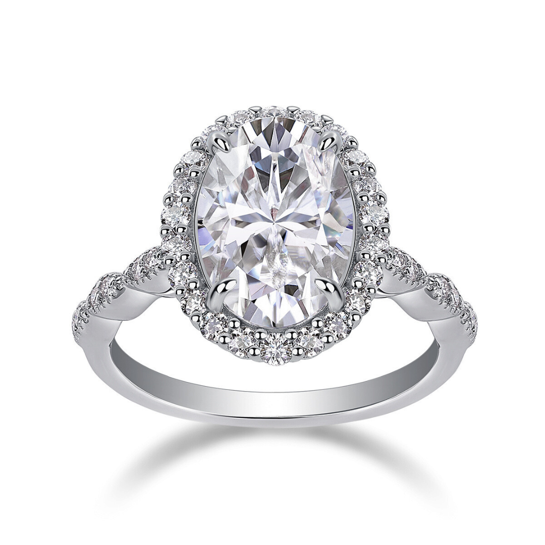 Oval Halo Moissanite Ring