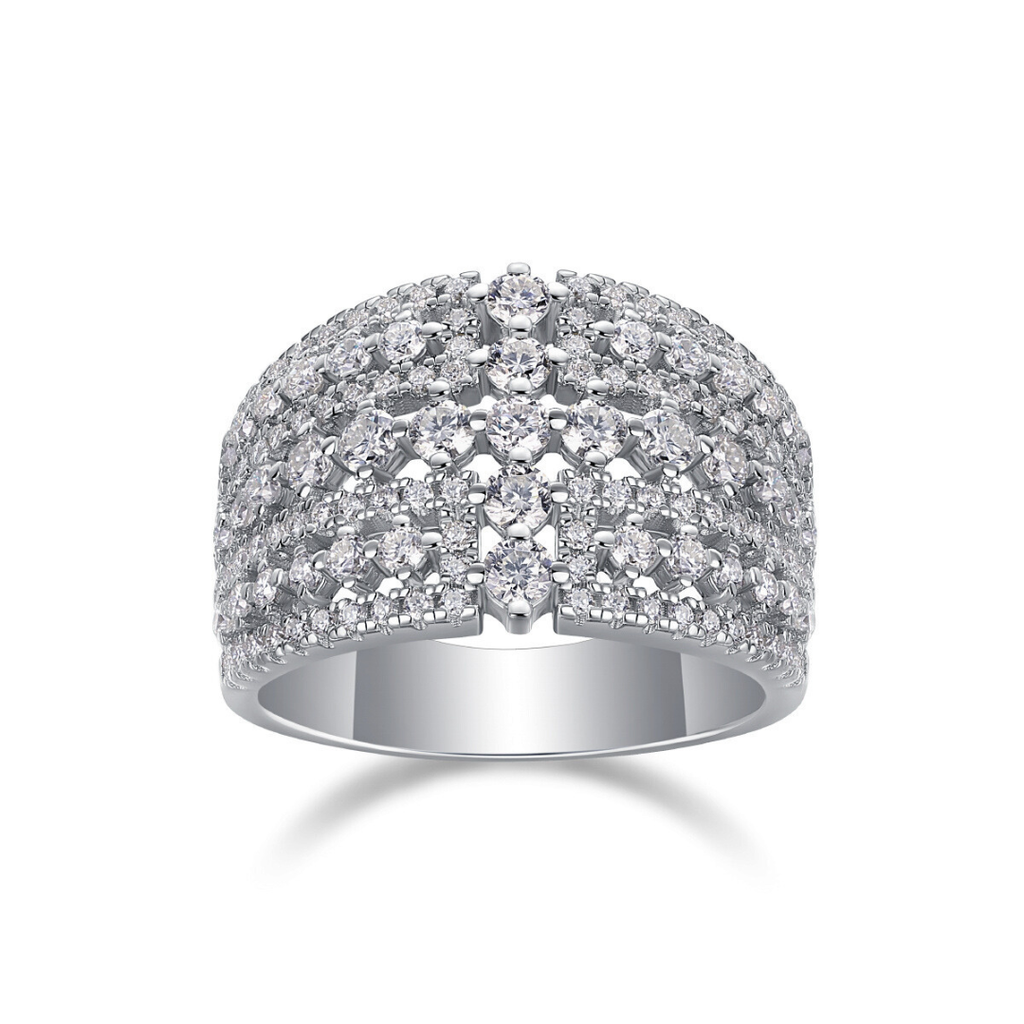 Multi-Row Pavé Moissanite Dome Ring