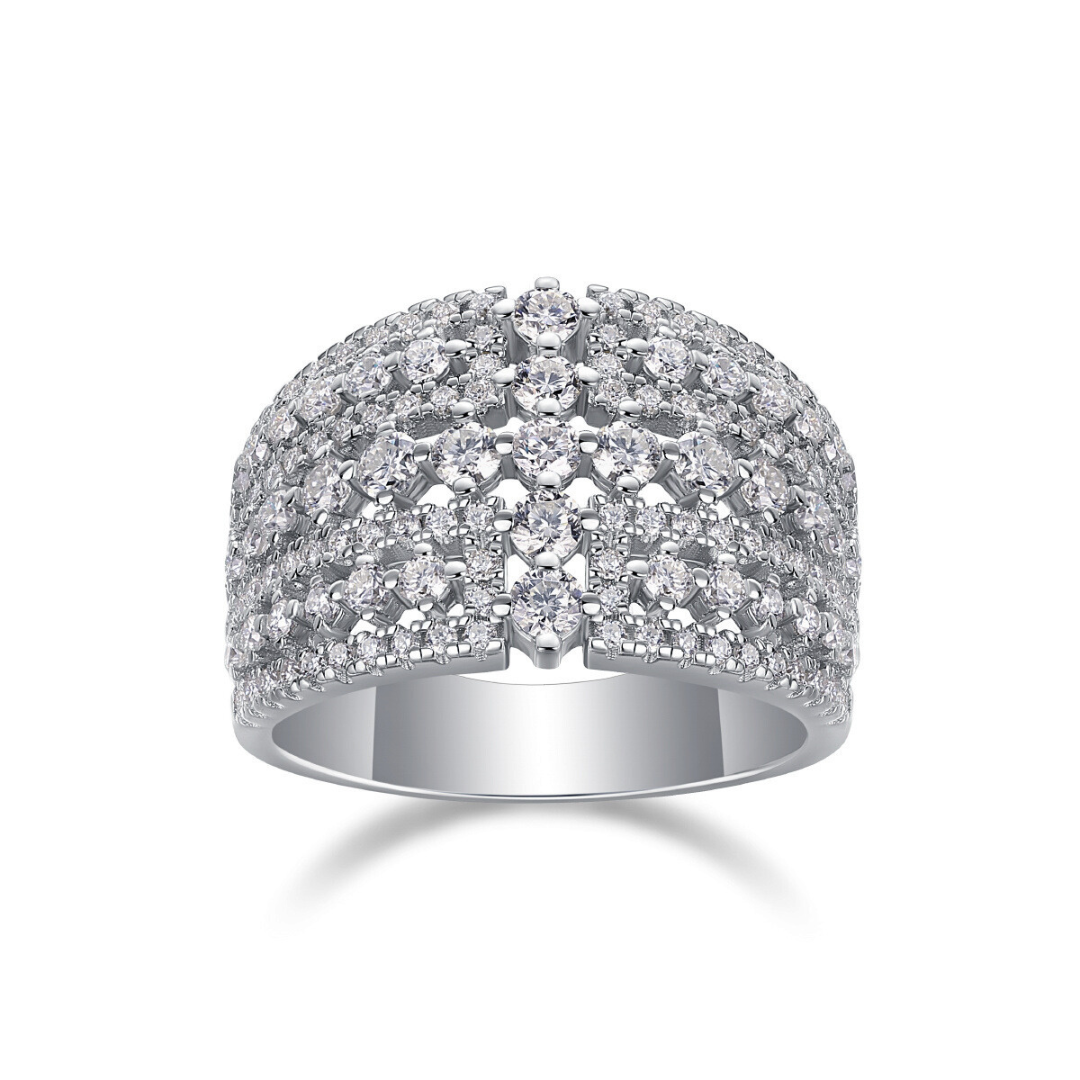 Multi-Row Pavé Moissanite Dome Ring