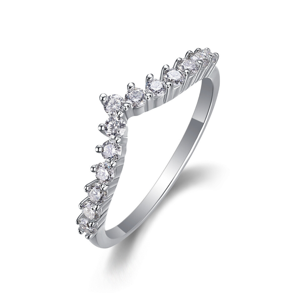 V-Shaped Crown Moissanite Ring