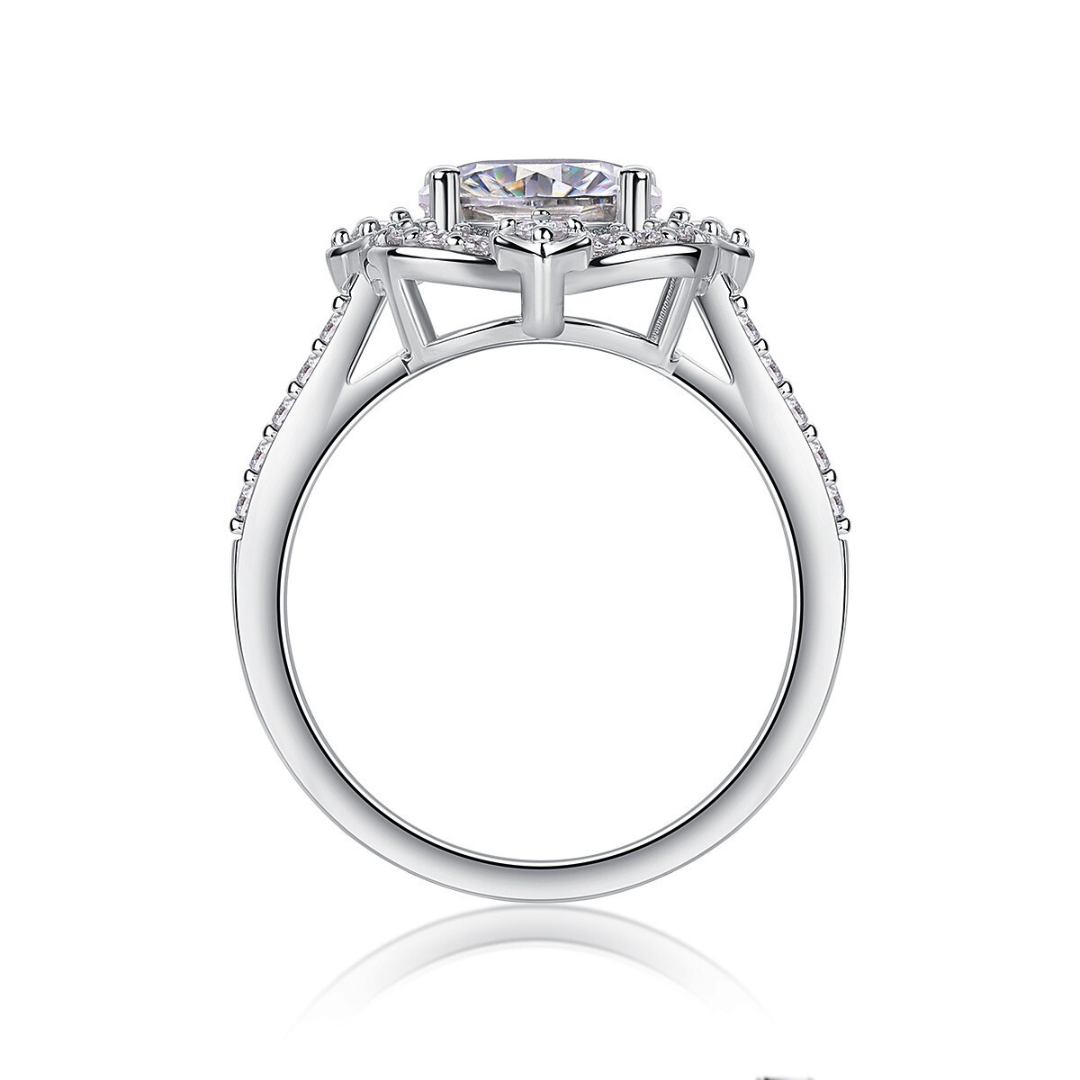 Floral Halo Moissanite Ring