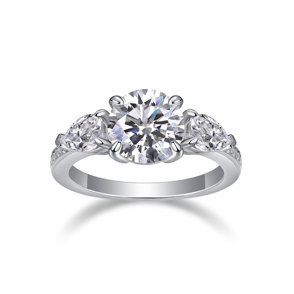 Round Moissanite Three-Stone Ring