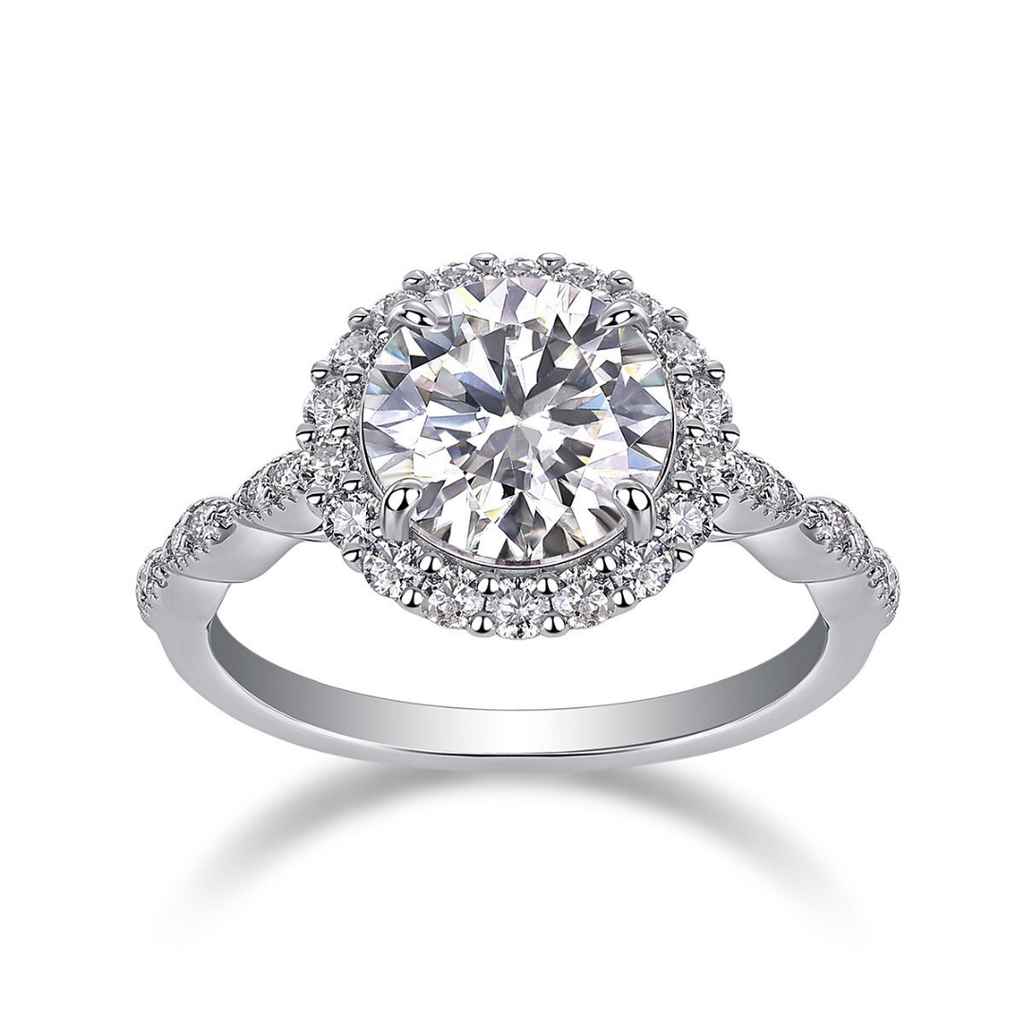 Twisted Halo Moissanite Ring