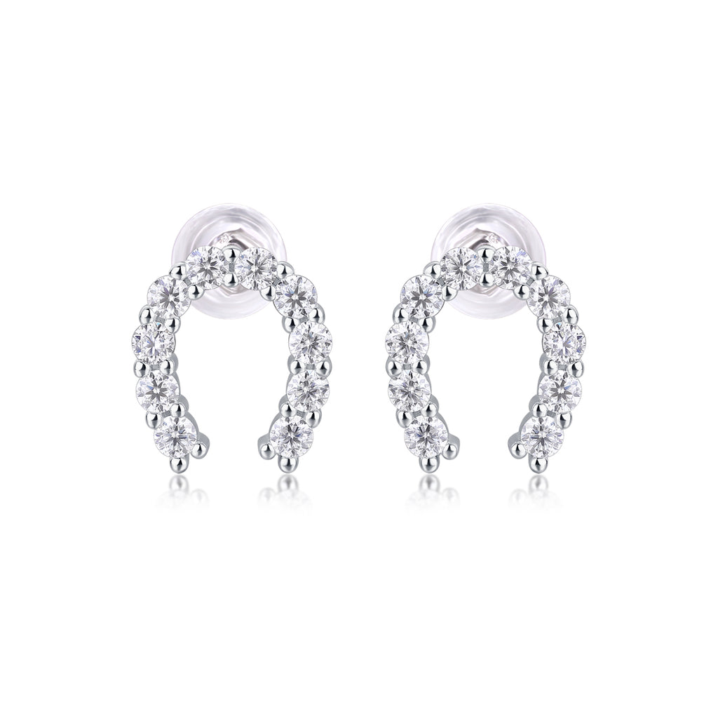 Pavé Horseshoe Moissanite Stud Earrings