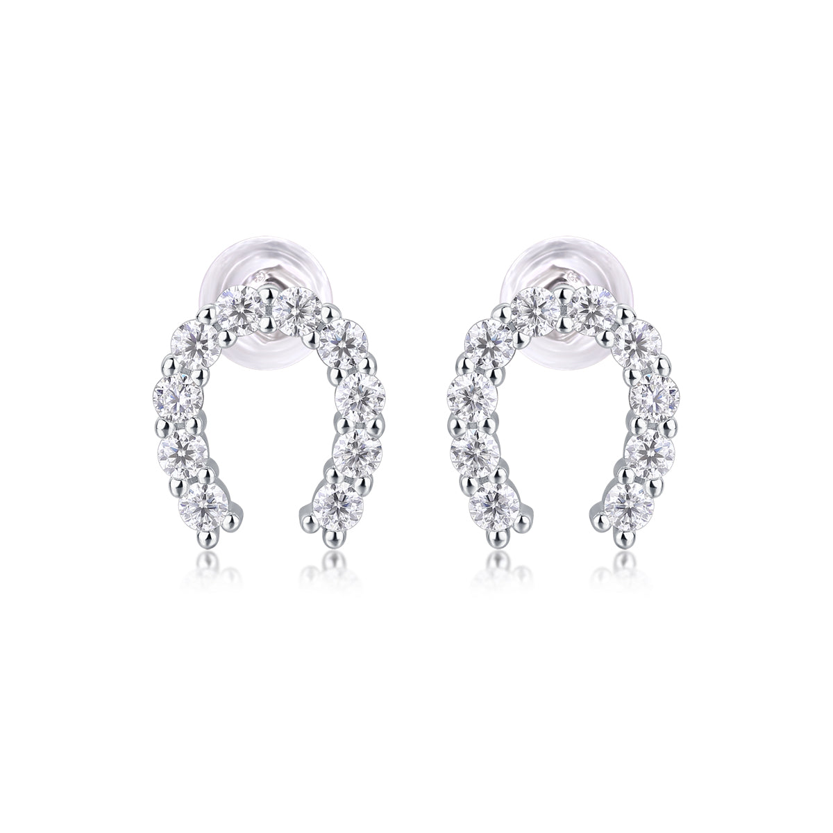 Pavé Horseshoe Moissanite Stud Earrings