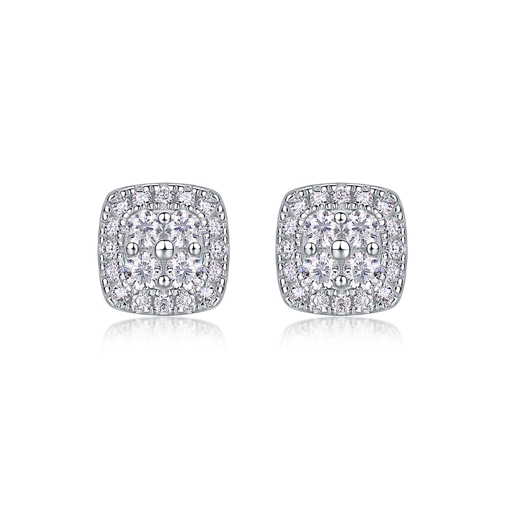 Halo Cushion Moissanite Stud Earrings