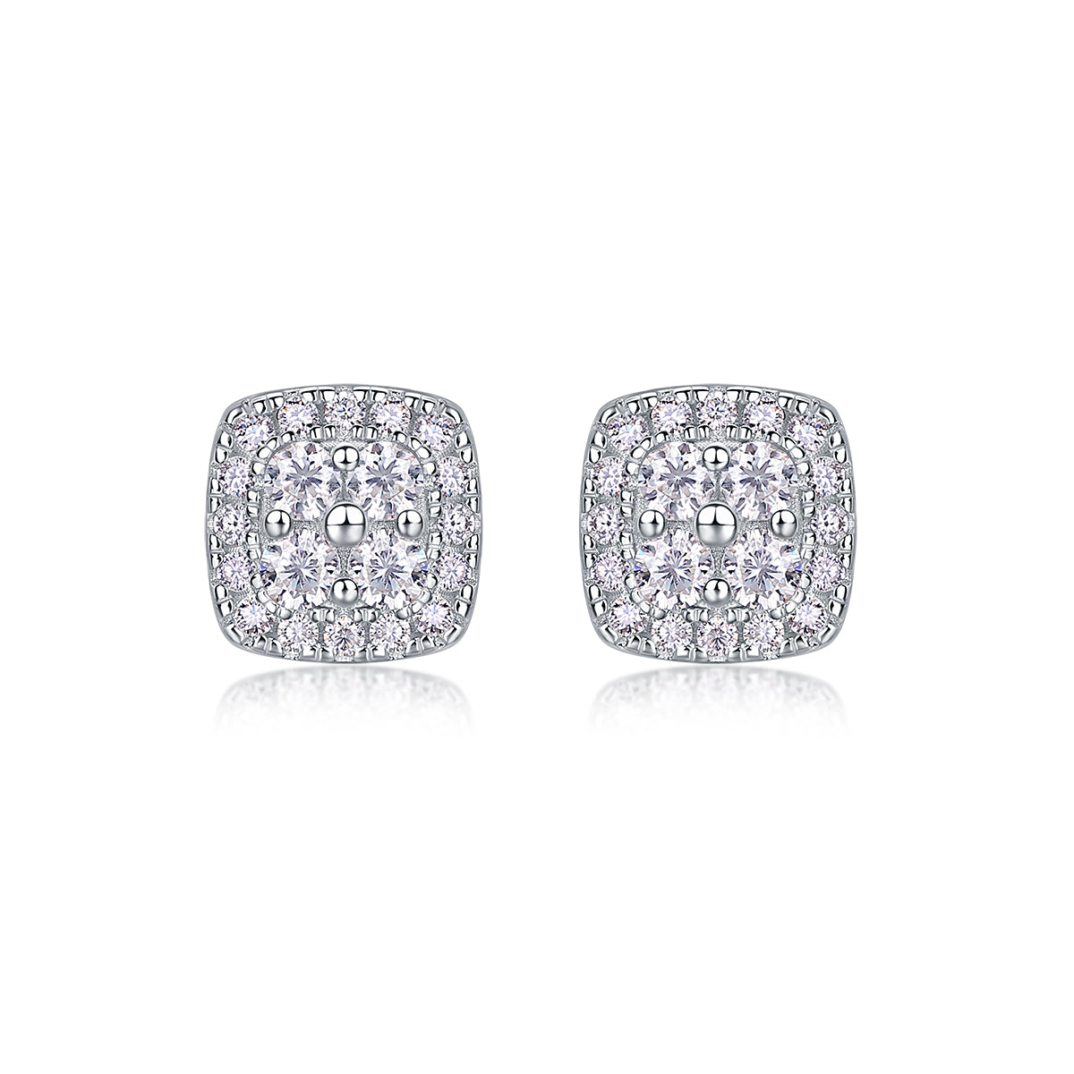 Halo Cushion Moissanite Stud Earrings
