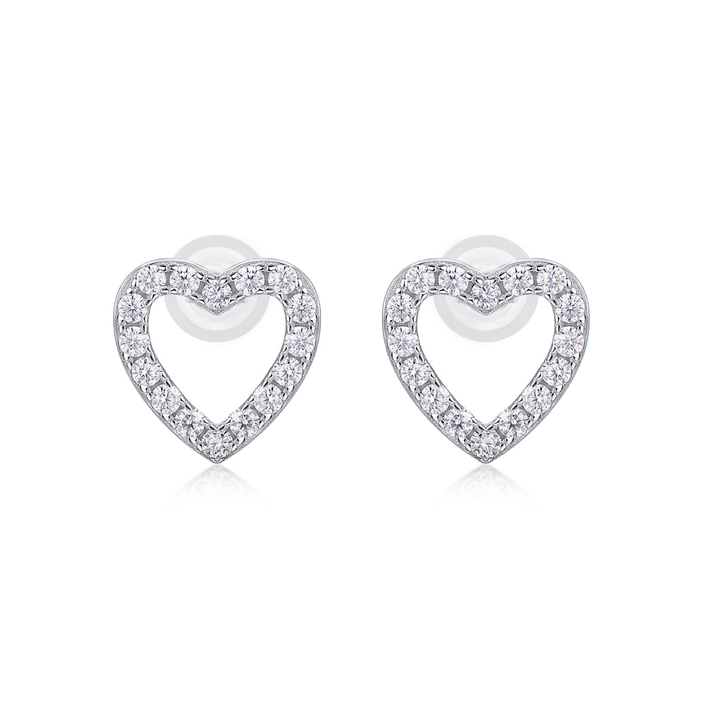 Pavé Heart Moissanite Stud Earrings