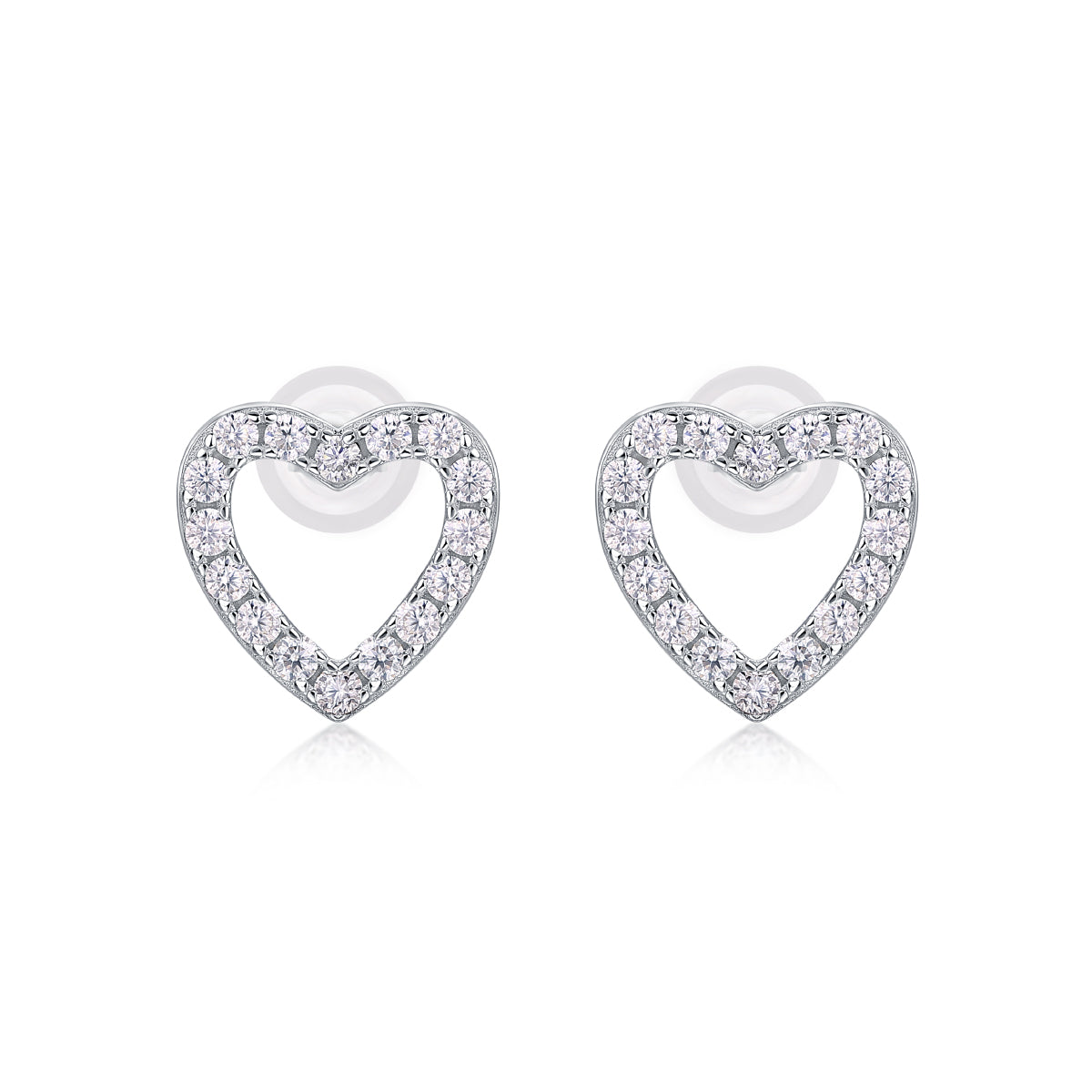 Pavé Heart Moissanite Stud Earrings