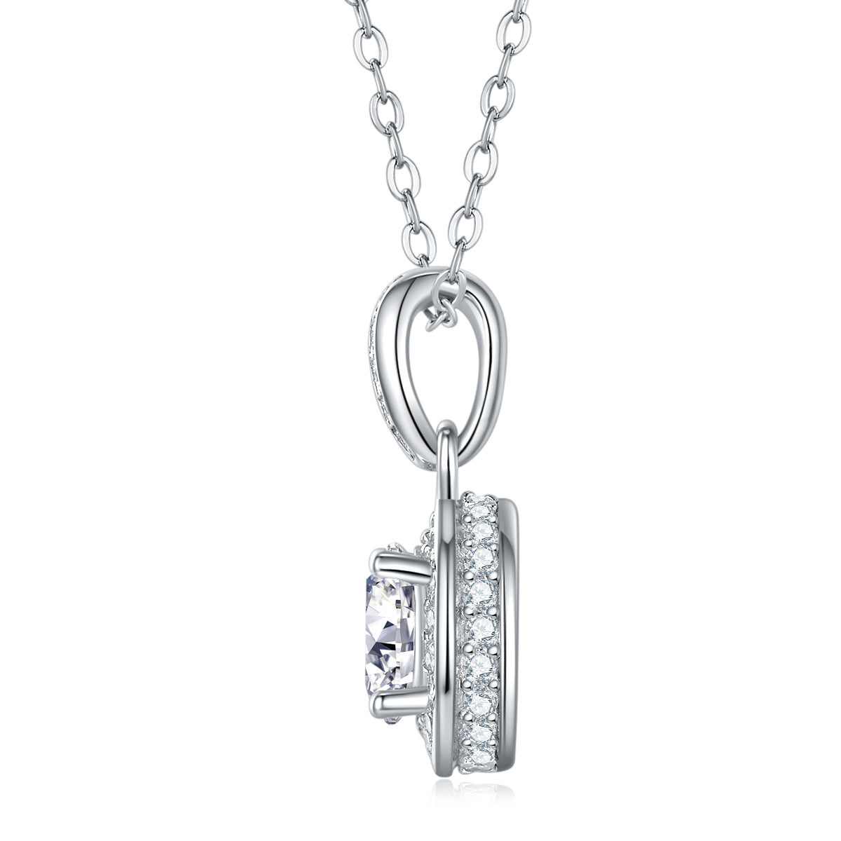 Halo Moissanite Pendant Necklace