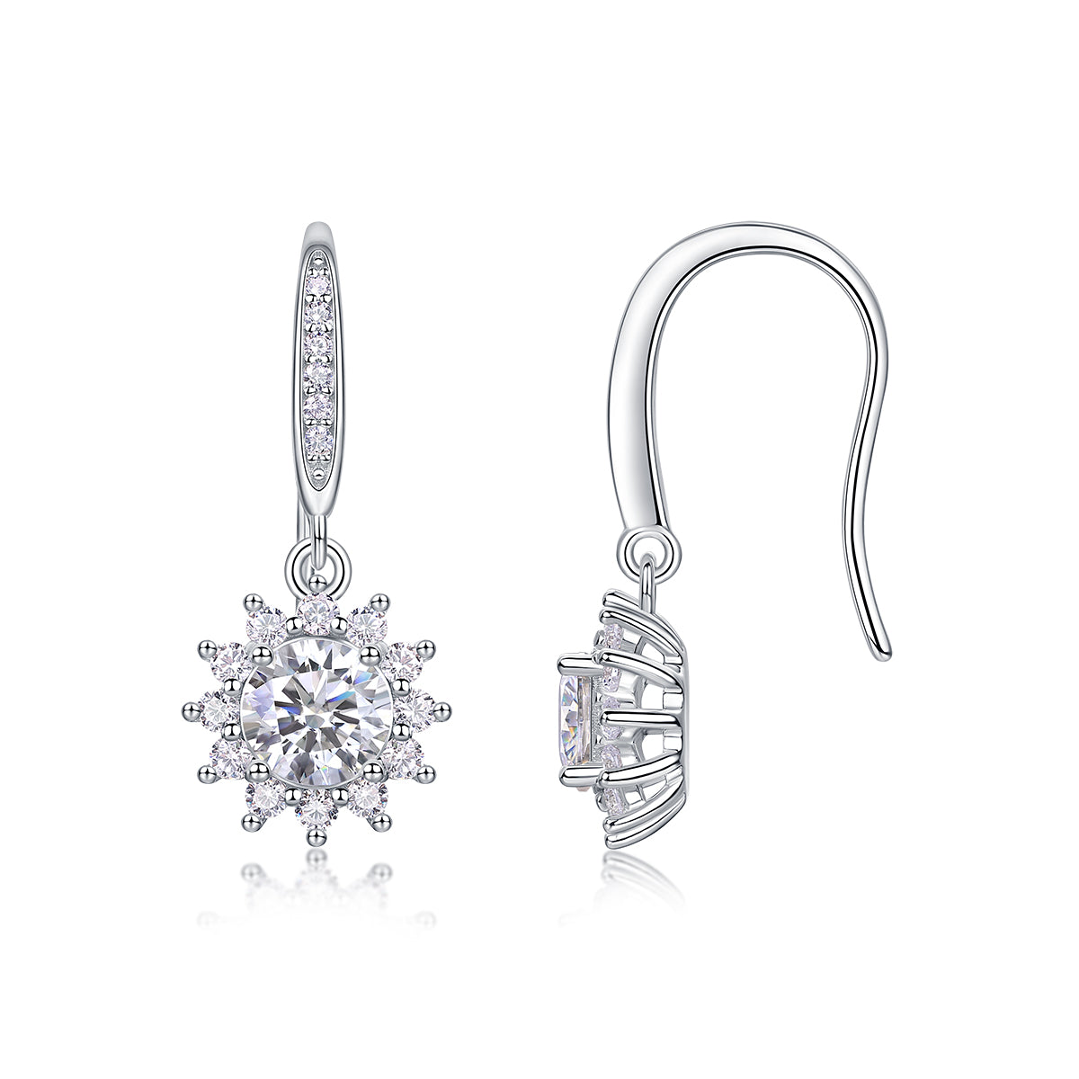 Snowflake Drop Moissanite Earrings