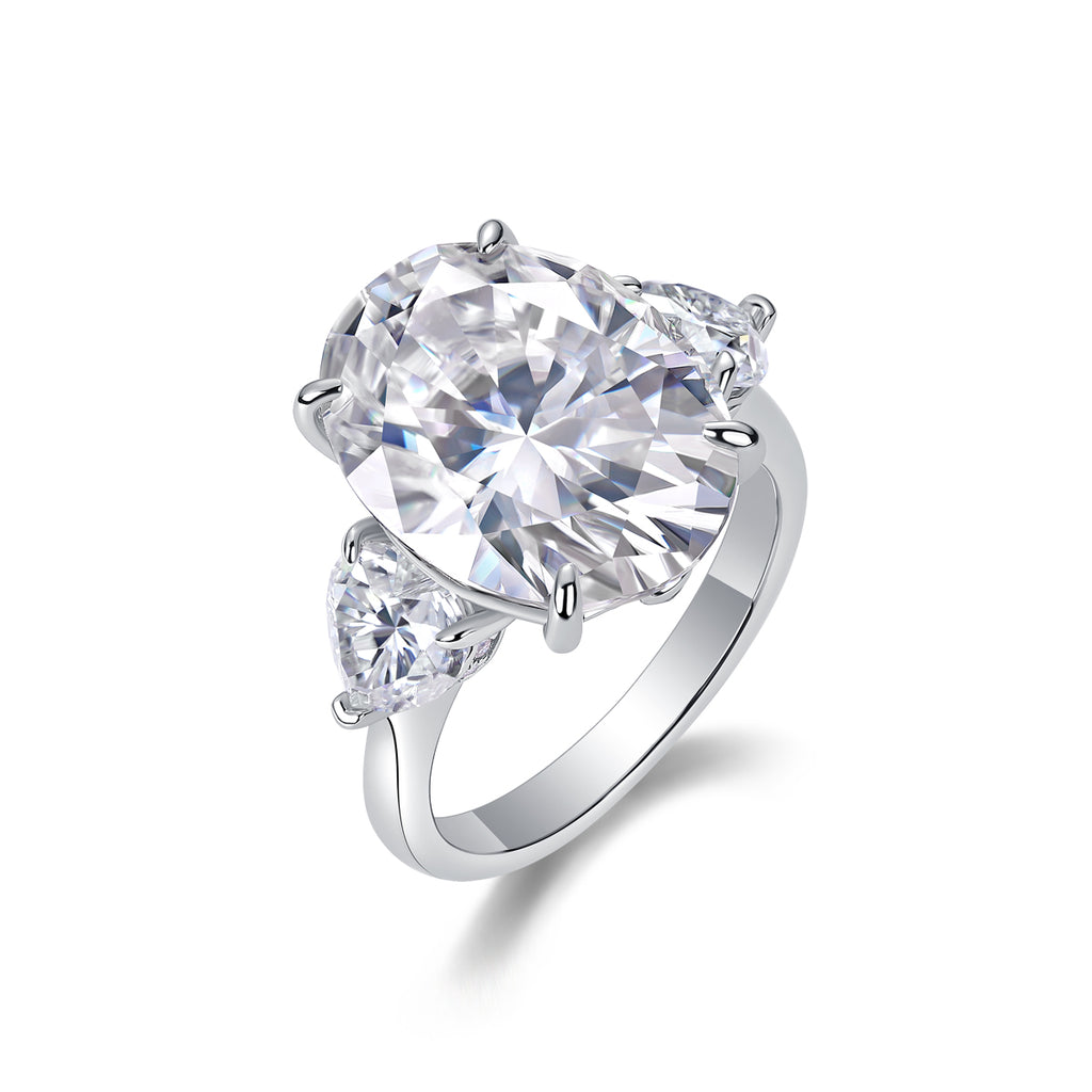 Oval Three-Stone Moissanite Statement Ring